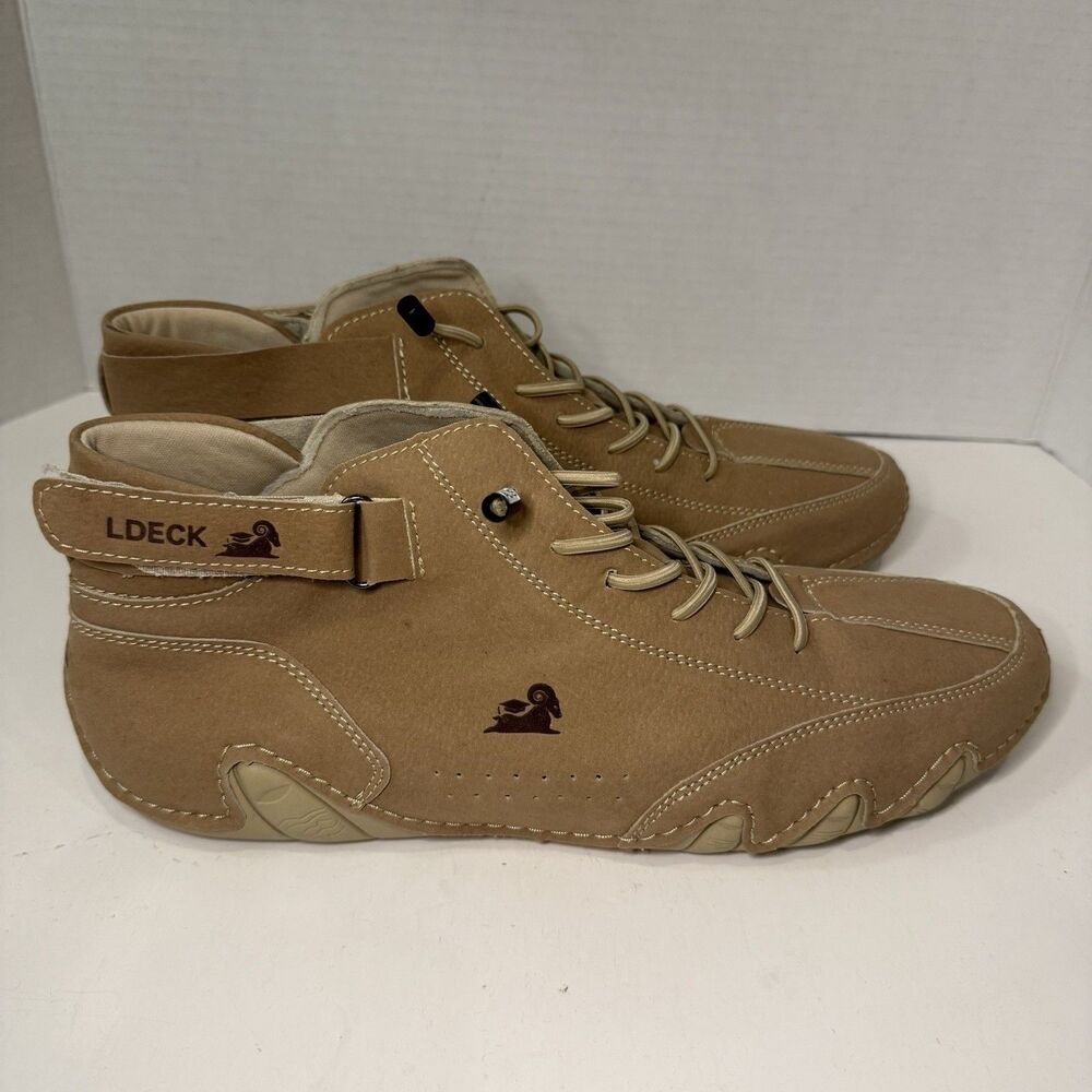 LDECK Barefoot Chukka Boots Mens EU 45 US 11 Tan Suede Minimalist Shoes